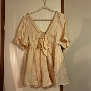 Mustard Seed Cream Romper Mini Dress with Bow Detail